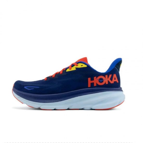 Hoka One One Clifton 9 Deep Blue Orange Women Yellow Men Running Shoes