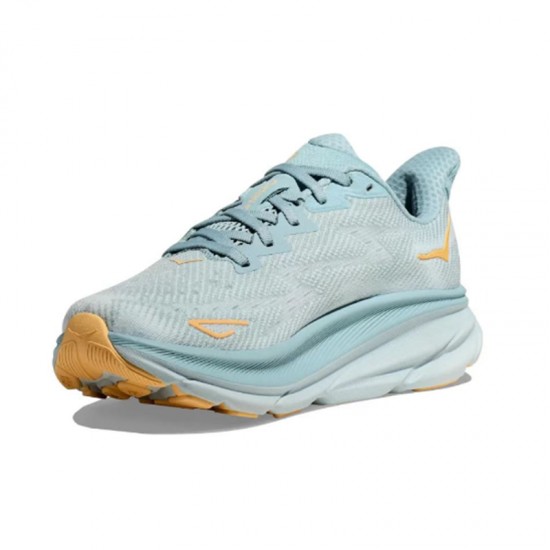 Hoka One One Clifton 9 Ltblue Yellow Women Men Running Shoes