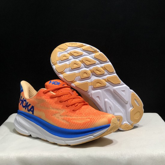 Hoka One One Clifton 9 Orange Blue Women Men Running Shoes