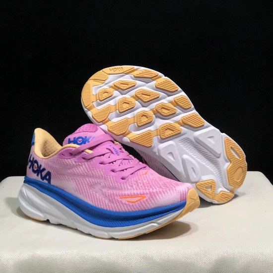 Hoka One One Clifton 9 Peach Blue Women Men Running Shoes