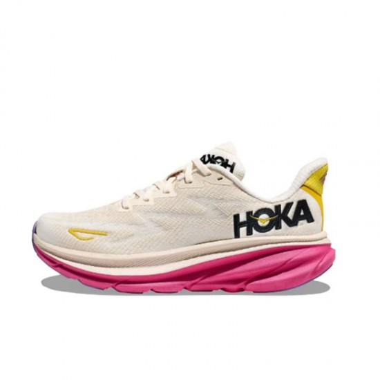 Hoka One One Clifton 9 Pink Beige Yellow Women Men Running Shoes