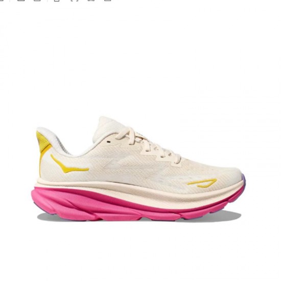 Hoka One One Clifton 9 Pink Beige Yellow Women Men Running Shoes