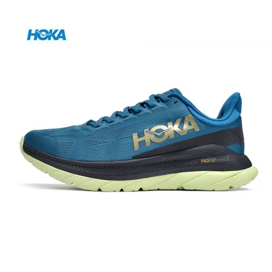 Hoka One One Mach 4 Deep Blue LtYellow Black Women Men Running Shoes