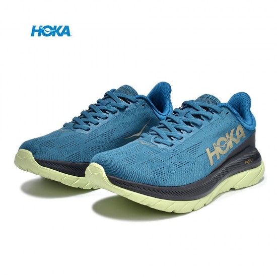 Hoka One One Mach 4 Deep Blue LtYellow Black Women Men Running Shoes