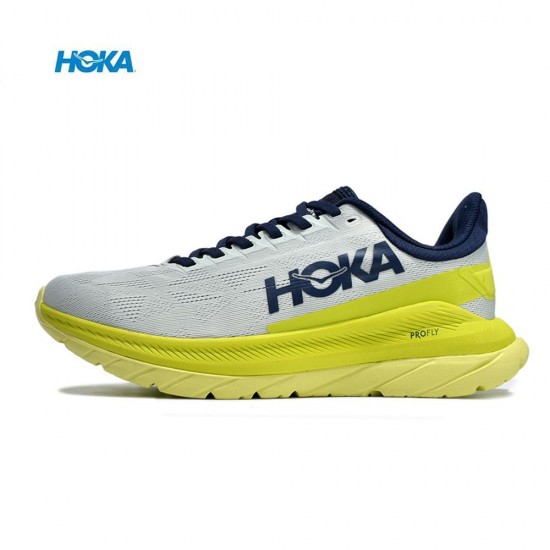 Hoka One One Mach 4 Yellow Grey Deep Blue Women Men Running Shoes